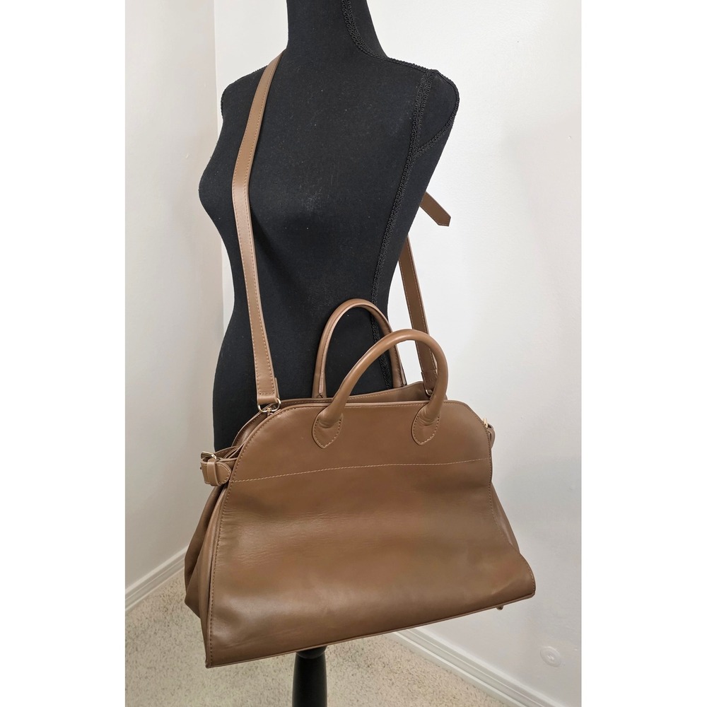 Anna Paola Brown Leather Satchel Bag Made in Italy Crossbody Handbag